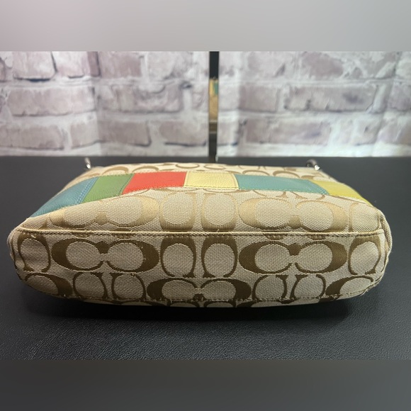 Coach Signature Multicolor Leather Stripe Shoulder Bag F17425 - Picture 6 of 10